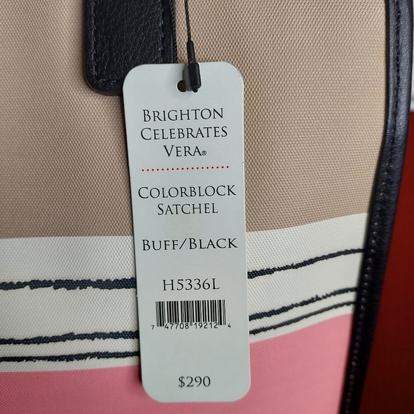 Brighton Celebrates Vera Limited Edition,Buff/Black Color Block Satchel. - Picture 13 of 13